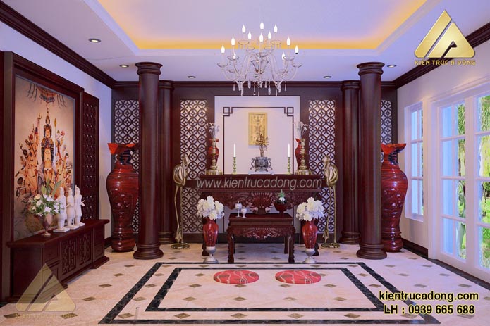 Bàn thờ được thiết kế nội thất trang trọng uy nghiêm