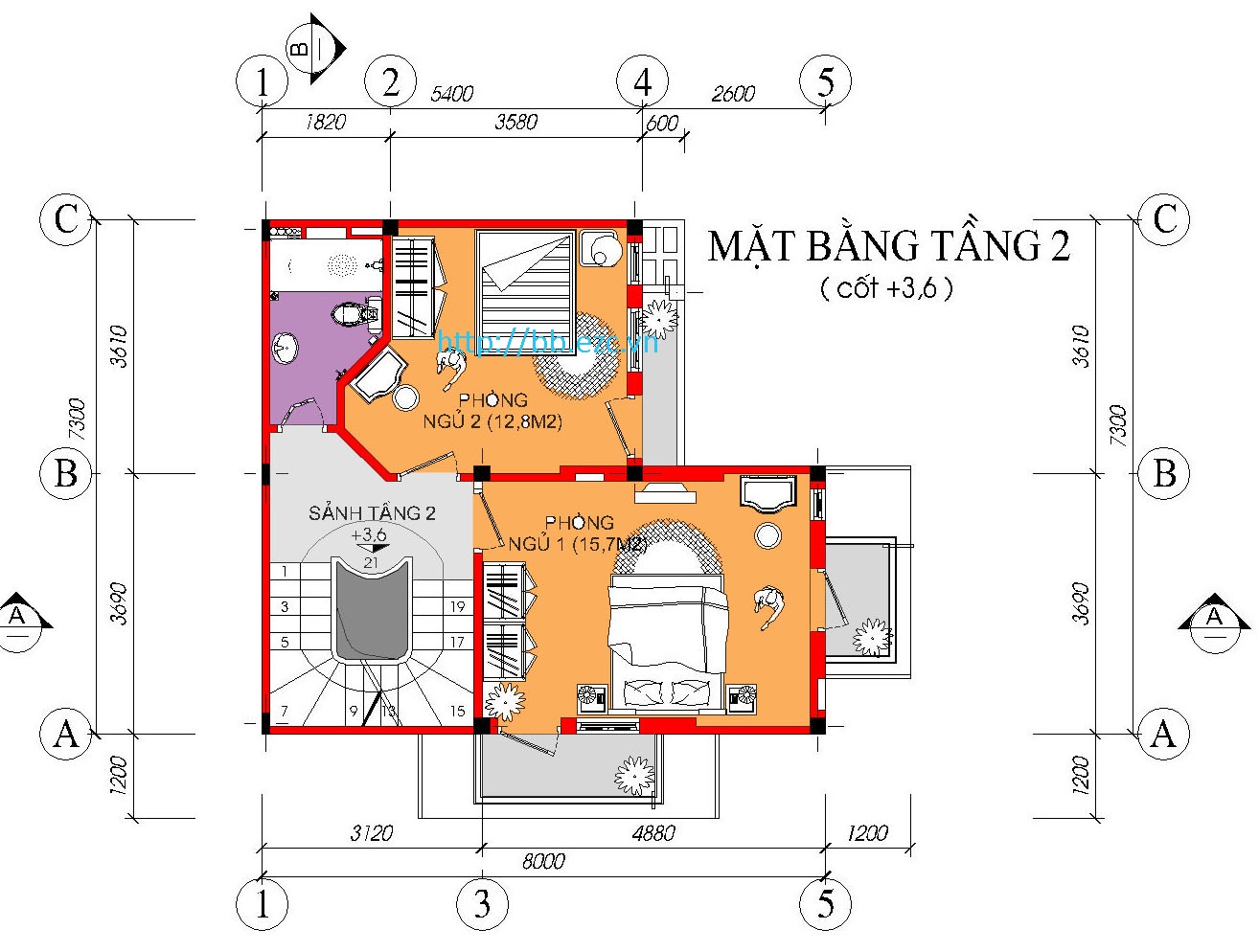 Bản vẽ thiết kế nhà biệt thự 4 tầng