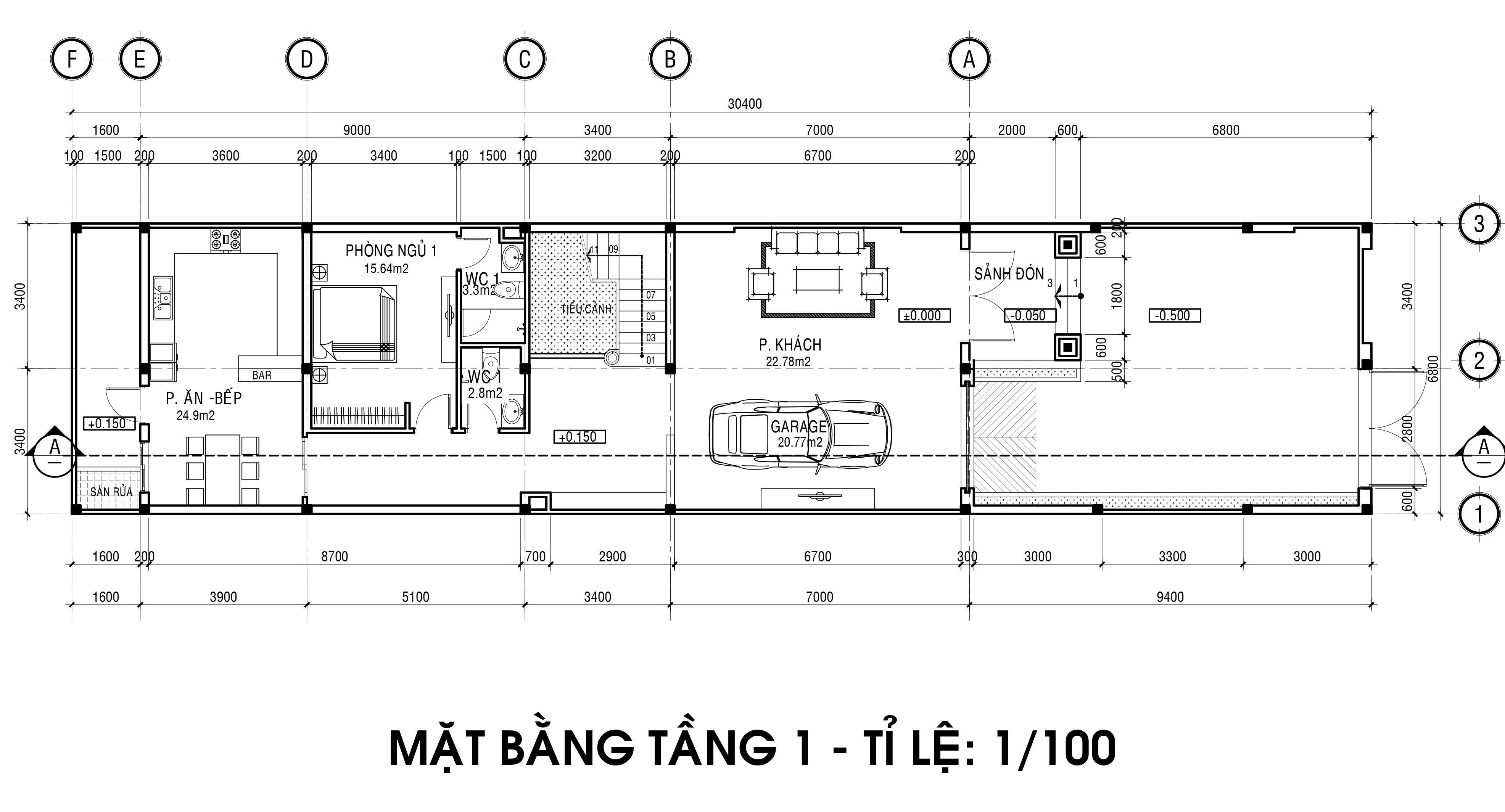Mặt bằng biệt thự 3 tầng cổ điển