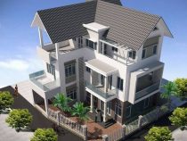 Xây biệt thự 3 tầng chữ L 200m2 đẹp và phong cách