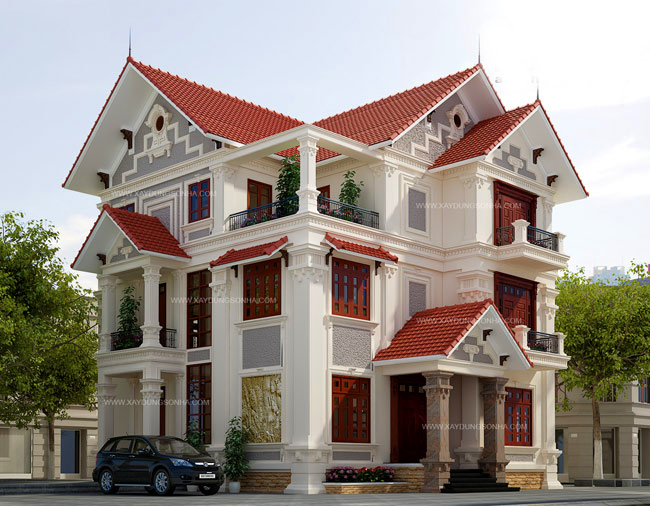 Nhà 4 tầng mái Thái