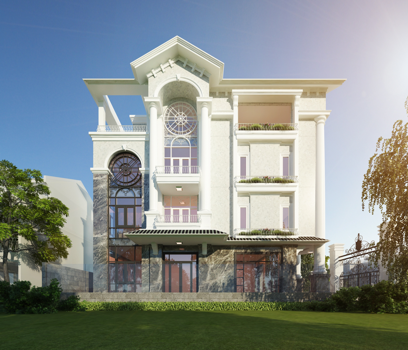 Nhà 4 tầng mái Thái