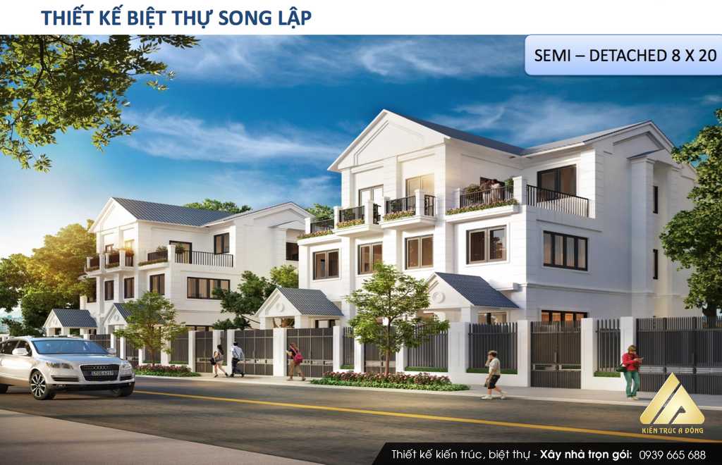 Mẫu thiết kế biệt thự song lập đẹp, lạ mắt