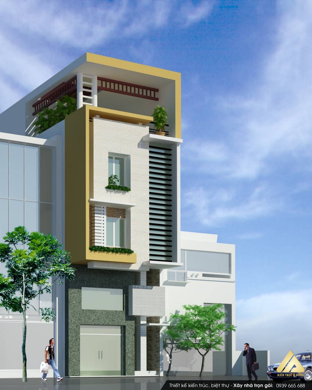 Tuyển chọn các mẫu nhà phố hiện đại đẹp bậc nhất Việt Nam > Thiết kế nhà phố 3 tầng hiện đại, sang trọng