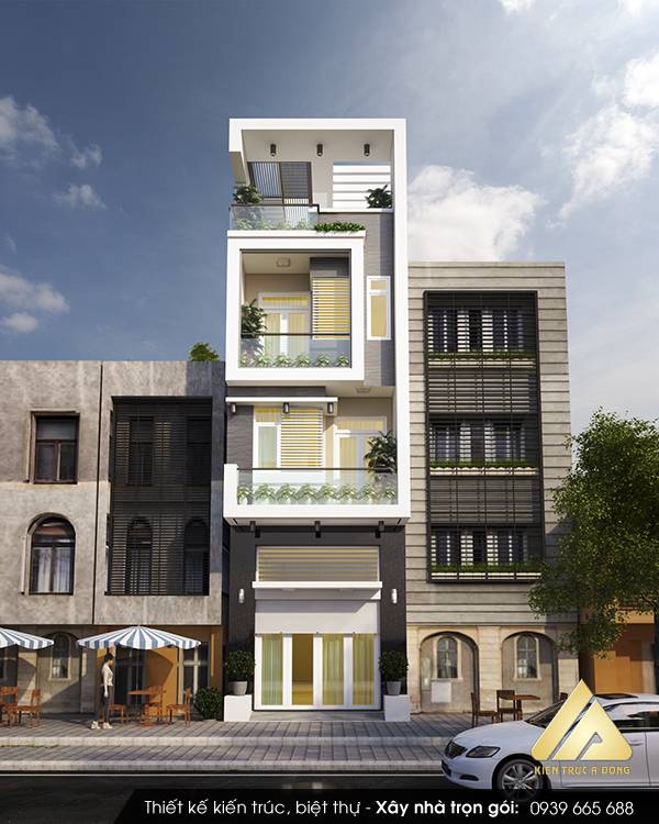 Tuyển chọn các mẫu nhà phố hiện đại đẹp bậc nhất Việt Nam > Mẫu nhà phố đẹp 4 tầng tại Long Biên, TP Hà Nội