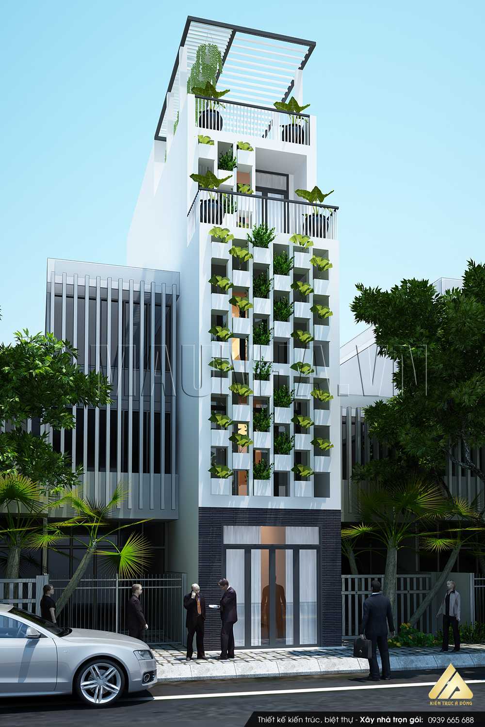Mê mẩn 1000 mẫu nhà phố đẹp không thể bỏ qua > Mẫu nhà phố 5 tầng phong cách hiện đại tại Hồ Chí Minh