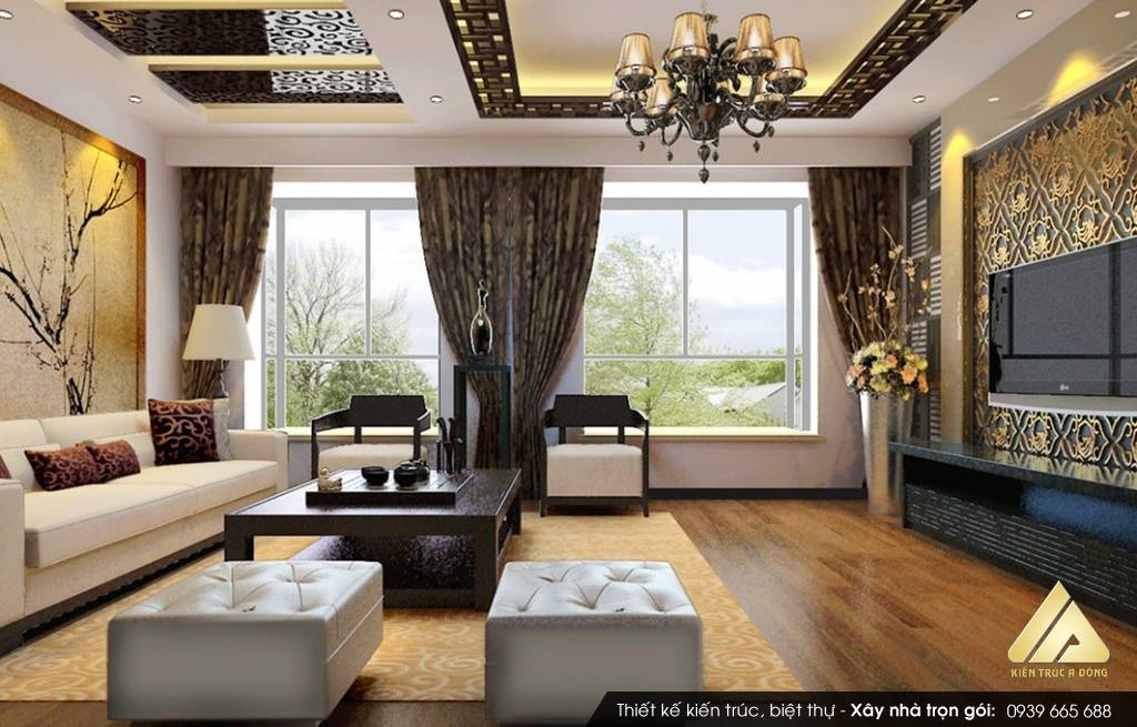 Mẫu thiết kế nội thất biệt thự sang trọng phong cách Á Đông
