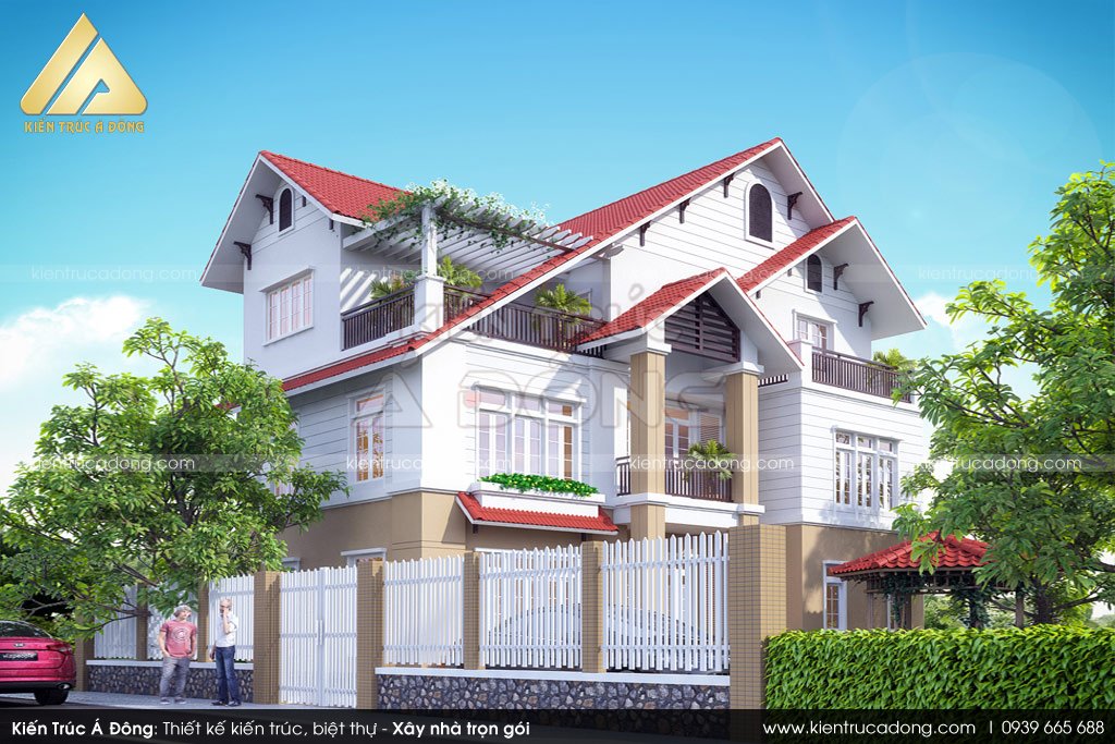 Thiết kế biệt thự 2 tầng mái thái tại Đắk Lắk
