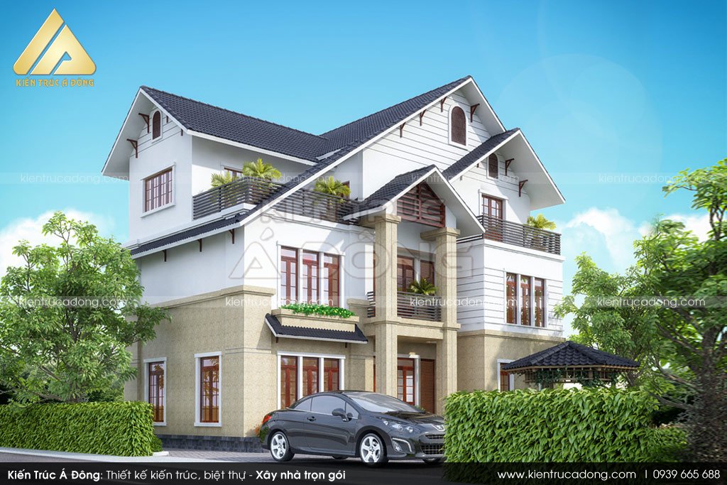 Thiết kế biệt thự 2 tầng mái thái tại Đắk Lắk