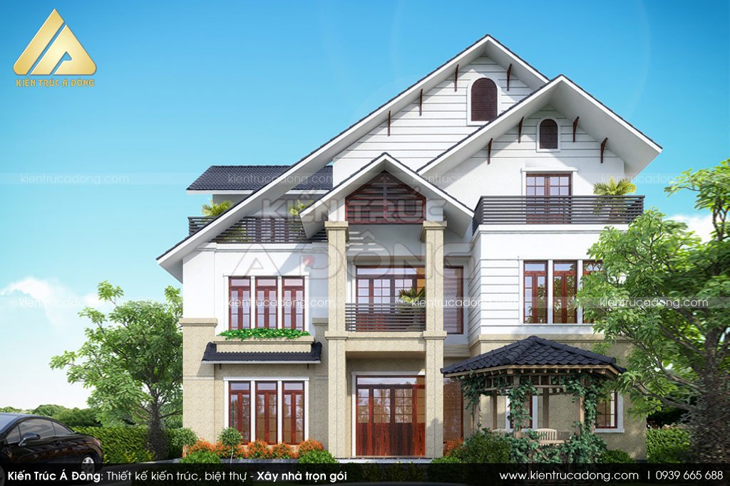 Thiết kế biệt thự 2 tầng mái thái tại Đắk Lắk