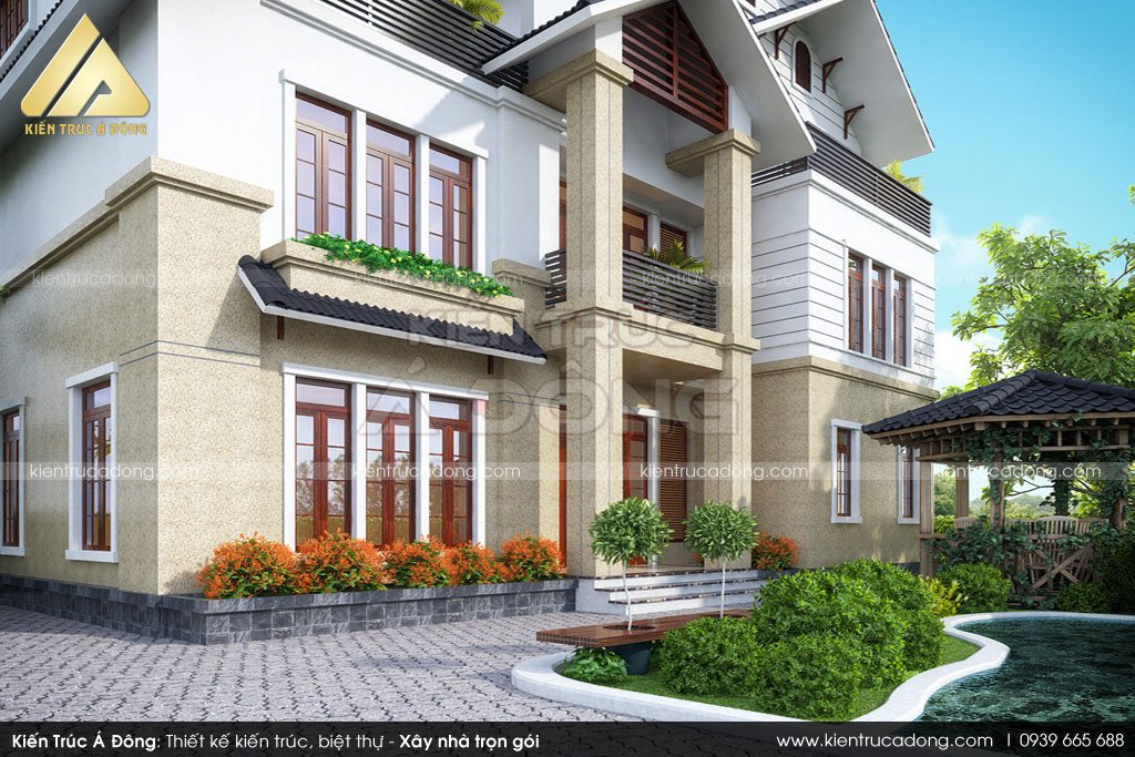 Thiết kế biệt thự 2 tầng mái thái tại Đắk Lắk