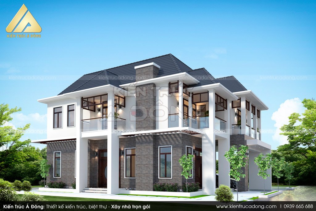 Thiết kế biệt thự 2 tầng mái thái tại Đắk Lắk