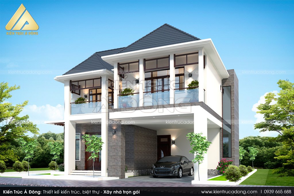 Thiết kế biệt thự 2 tầng mái thái tại Đắk Lắk