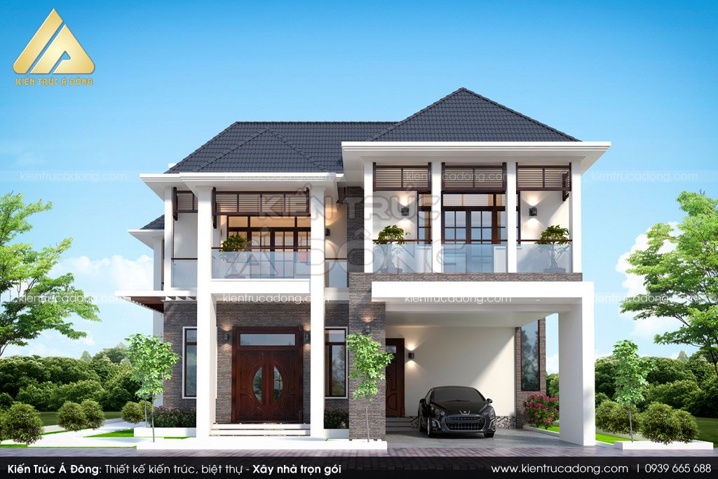 Thiết kế biệt thự 2 tầng mái thái tại Đắk Lắk