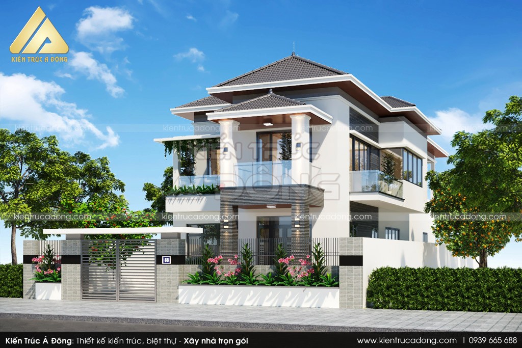 Thiết kế biệt thự 2 tầng mái thái tại Đắk Lắk