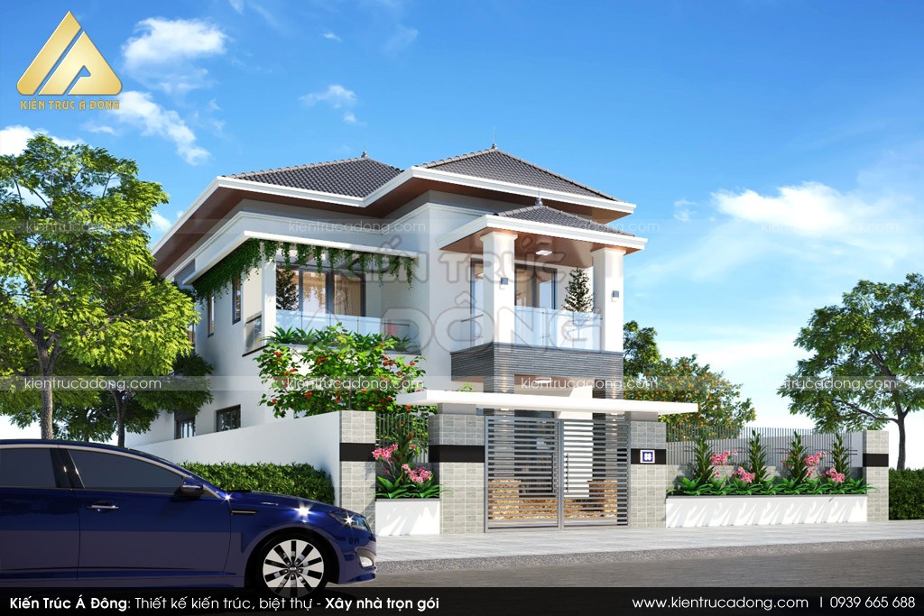 Thiết kế biệt thự 2 tầng mái thái tại Đắk Lắk