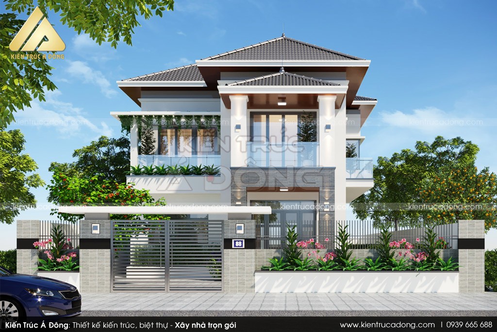 Thiết kế biệt thự 2 tầng mái thái tại Đắk Lắk