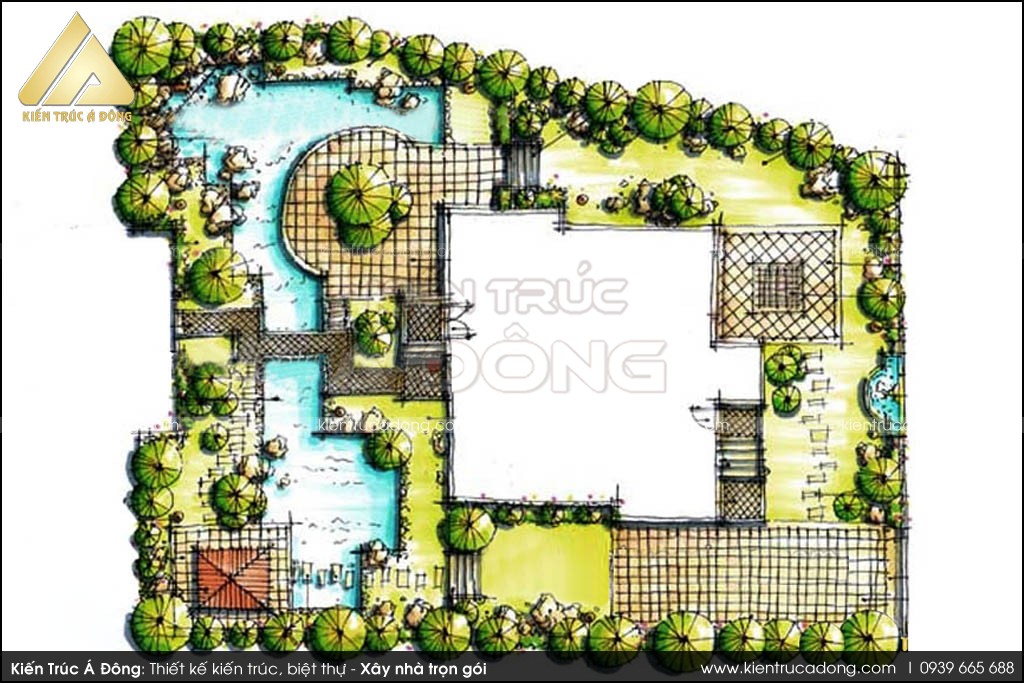 Mẫu thiết kế sân vườn biệt thự đẹp, sân vườn tiểu cảnh Á Đông
