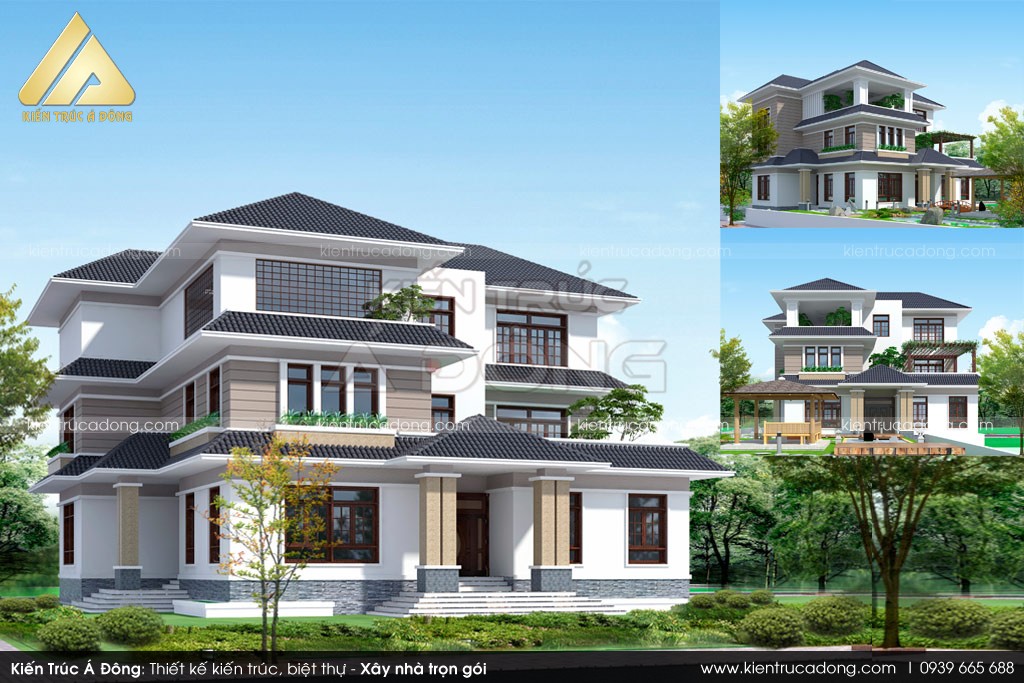 Thiết kế biệt thự đẹp hiện đại 3 tầng tại Bắc Ninh