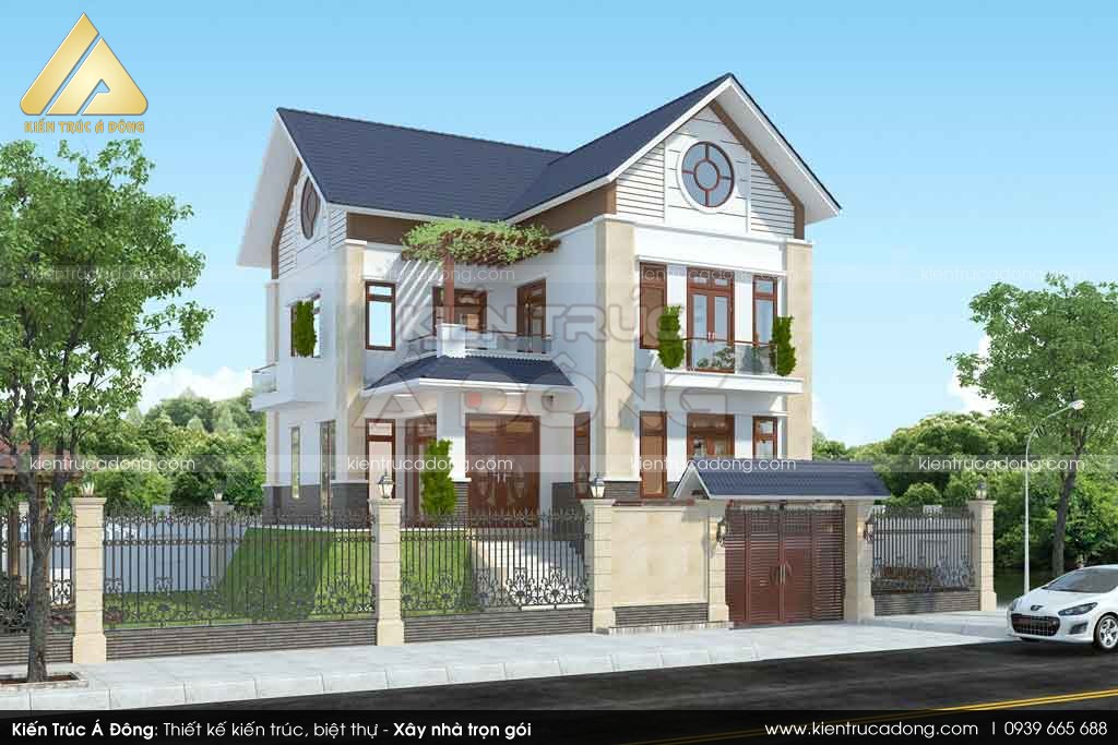 Thiết kế biệt thự 3 tầng mái thái tại Bắc Giang