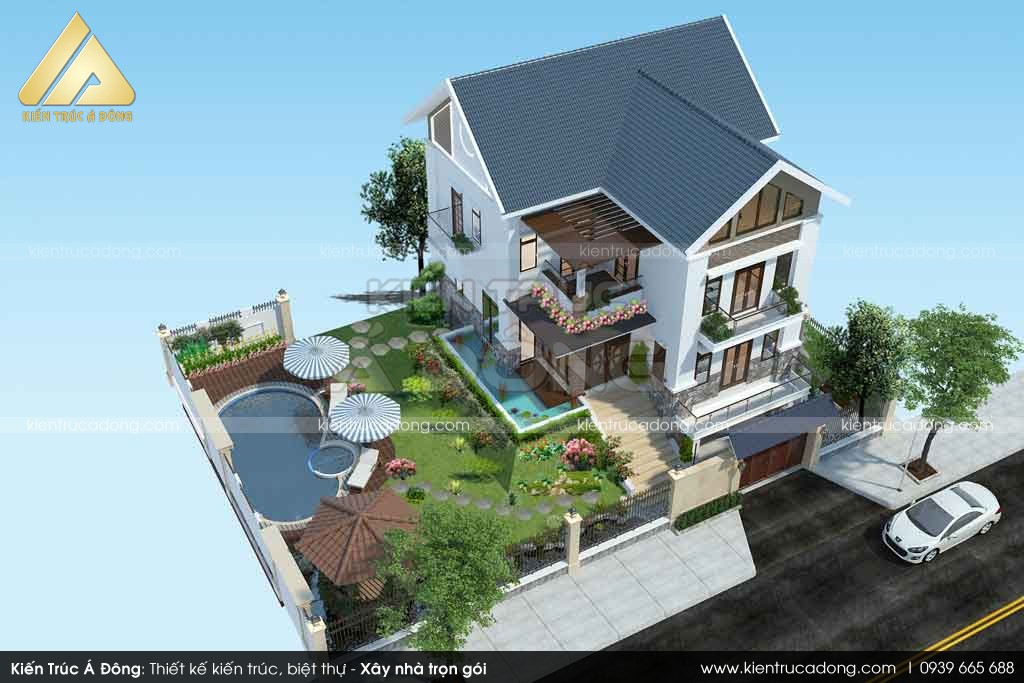 Thiết kế biệt thự 3 tầng mái thái tại Bắc Giang