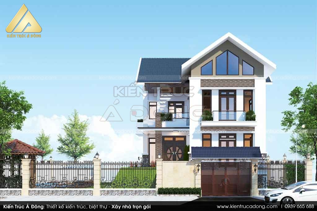Thiết kế biệt thự 3 tầng mái thái tại Bắc Giang