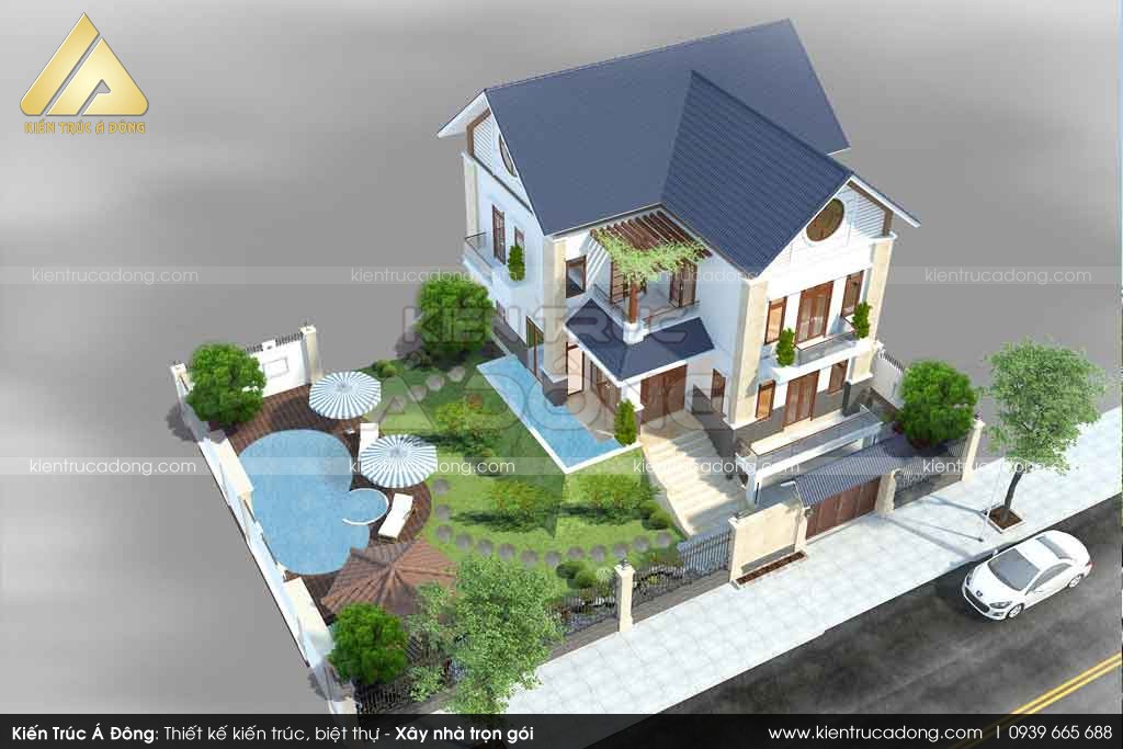 Thiết kế biệt thự 3 tầng mái thái tại Bắc Giang