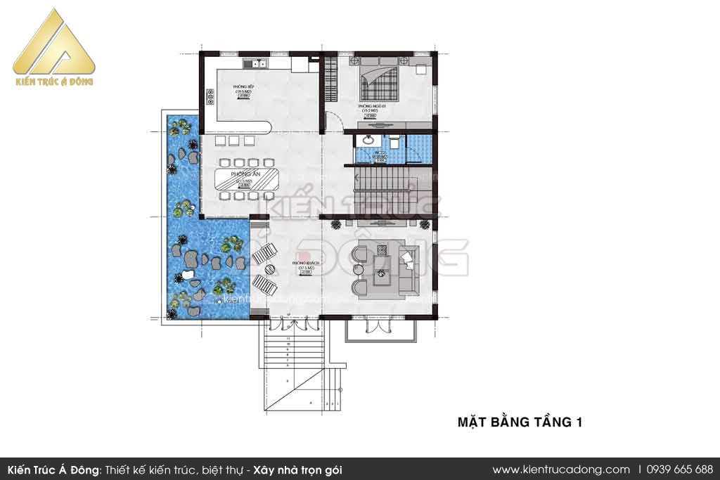 Thiết kế biệt thự 3 tầng mái thái tại Bắc Giang