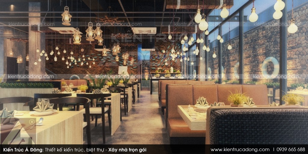 Mẫu thiết kế nhà hàng đẹp - nhà hàng ăn uống Hồng Đàm