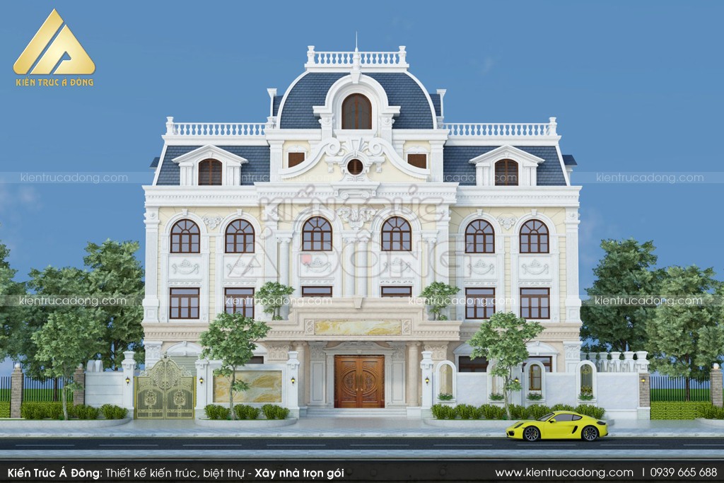 Ngắm nhìn mẫu biệt thự 3 tầng cổ điển ấn tượng > Mẫu thiết kế biệt thự Pháp cổ điển 3 tầng đẳng cấp, sang trọng.